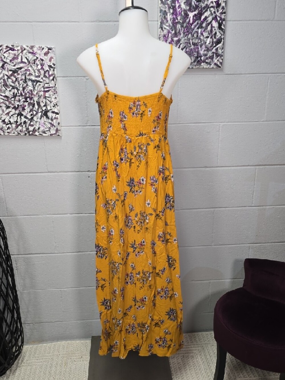 Xhilaration Mustard Yellow Floral Maxi Dress - Picture 6 of 10